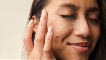 woman using wrinkle patches