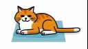 cat sleeping with eyes half shut illustration