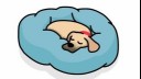 dog sleeping with head raised illustration