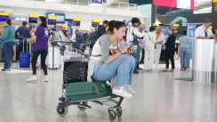 Woman in airport terminal