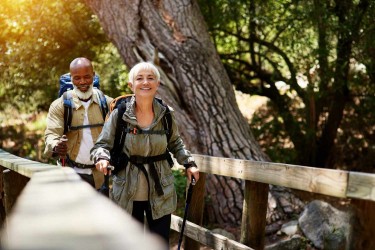 Senior couple taking a hike