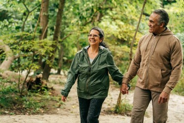 Older couple taking a walk