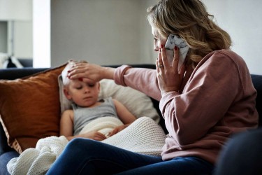 Mom with sick child