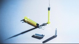 photo of two yellow syringes and two vaccine vials