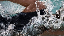 close-up of swimmer in pool